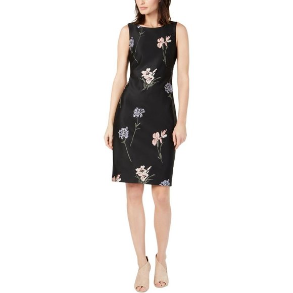 calvin klein embroidered sheath dress
